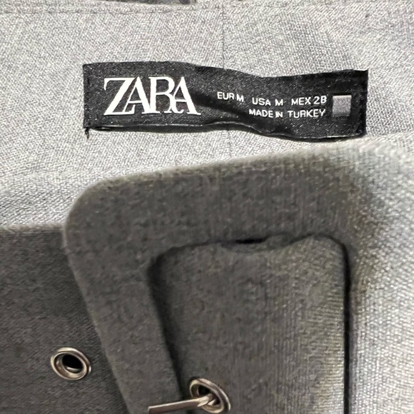 Zara Grey High Waist Trouser Pant with Fabric Covered Belt - Picture 6 of 6